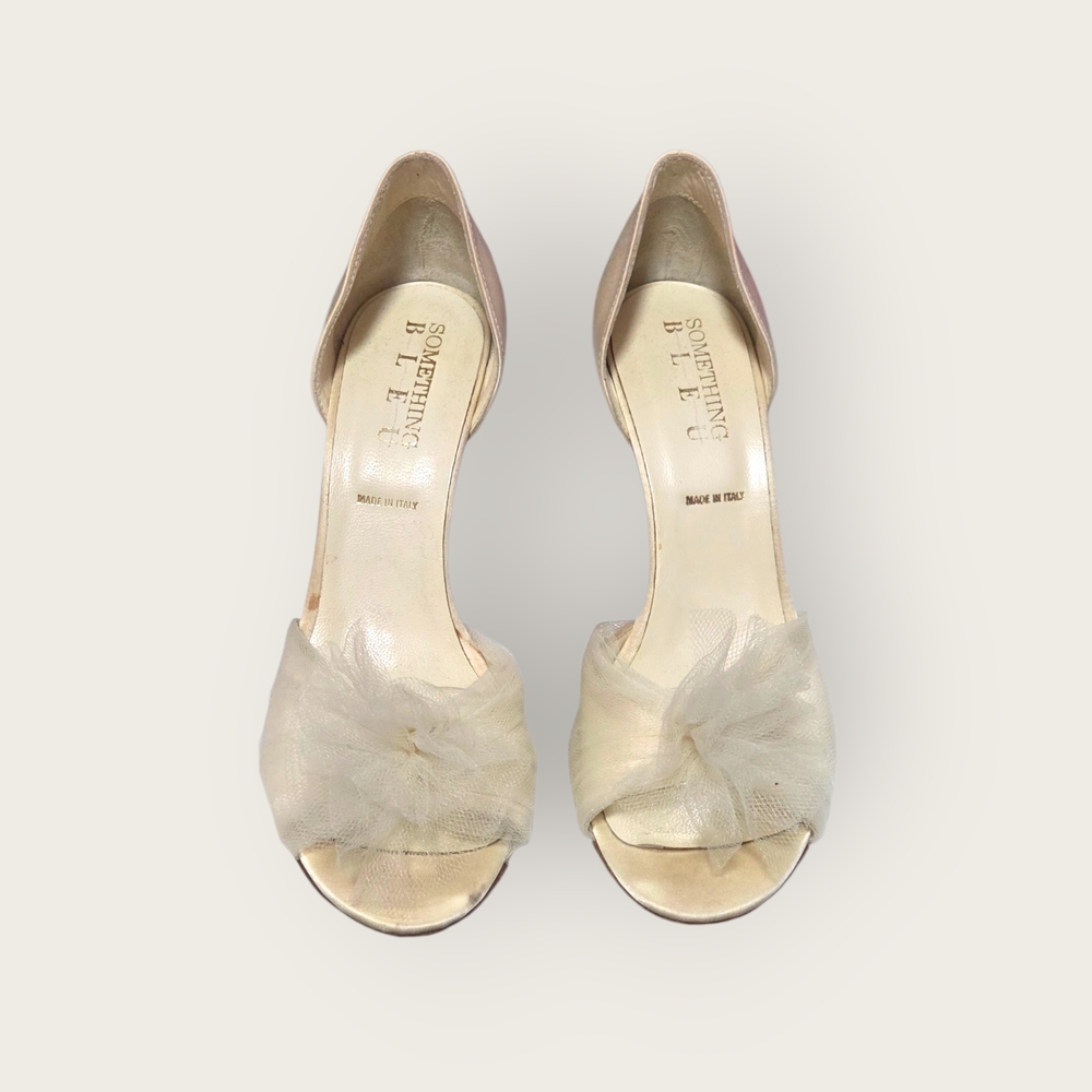 Something Bleu Bridal Cream Peep-Toe Heels